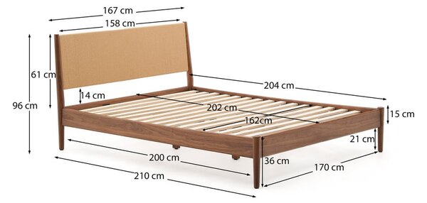 Tmavě hnědá dvoulůžková postel s roštem 160x200 cm Elan – Kave Home