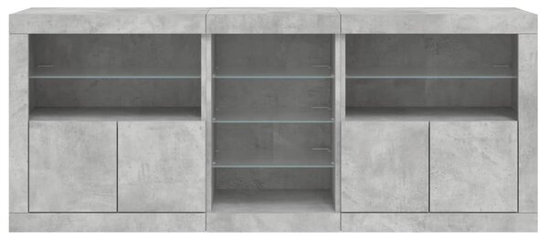 Příborník s LED osvětlením betonově šedý 162 x 37 x 67 cm 3209033
