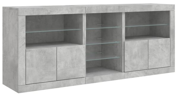 Příborník s LED osvětlením betonově šedý 162 x 37 x 67 cm 3209033
