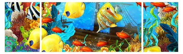 Obraz - Barevný korálový útes (170x50 cm)