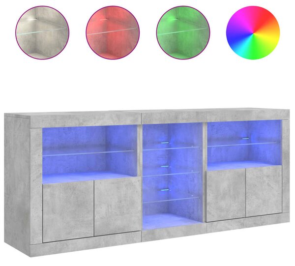 Příborník s LED osvětlením betonově šedý 162 x 37 x 67 cm 3209033