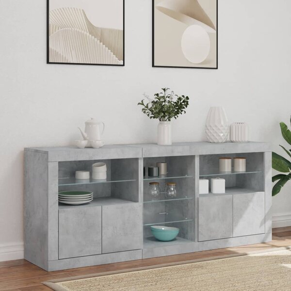 Příborník s LED osvětlením betonově šedý 162 x 37 x 67 cm 3209033