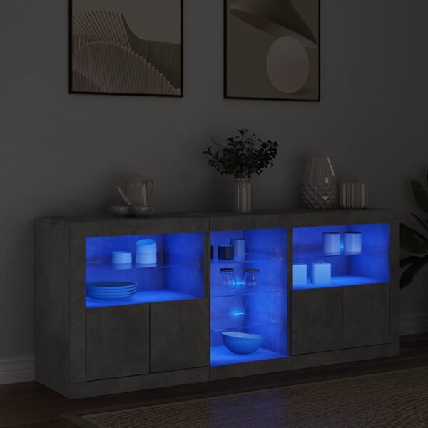 Příborník s LED osvětlením betonově šedý 162 x 37 x 67 cm 3209033