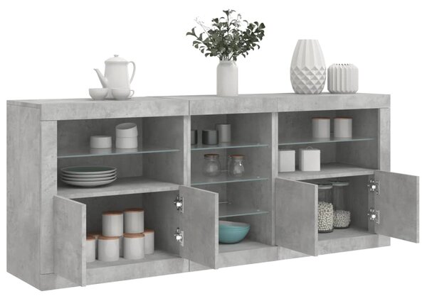 Příborník s LED osvětlením betonově šedý 162 x 37 x 67 cm 3209033