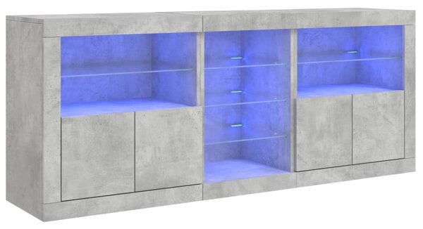 Příborník s LED osvětlením betonově šedý 162 x 37 x 67 cm 3209033