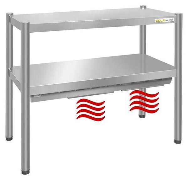 Nerezová ocelová pánev na udržování teploty jídla, rozměry 800 x 350 mm, výška 700 mm, PREMIUM - GOLDINOX