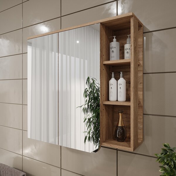 Zrcadlová skříňka Vicco Karen Sonoma/modrá 80 x 75 cm se zrcadlem, Model 54680