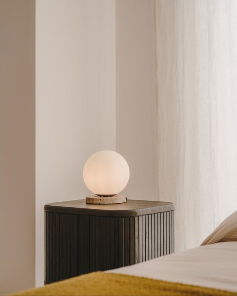 Bílá stolní lampa se skleněným stínidlem (výška 22 cm) Malachi – Kave Home