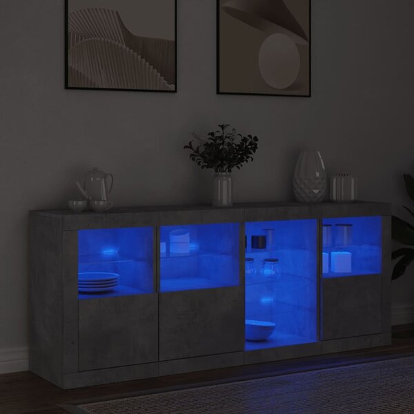 Příborník s LED osvětlením betonově šedý 164 x 37 x 67 cm 3209054