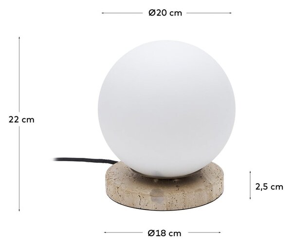 Bílá stolní lampa se skleněným stínidlem (výška 22 cm) Malachi – Kave Home