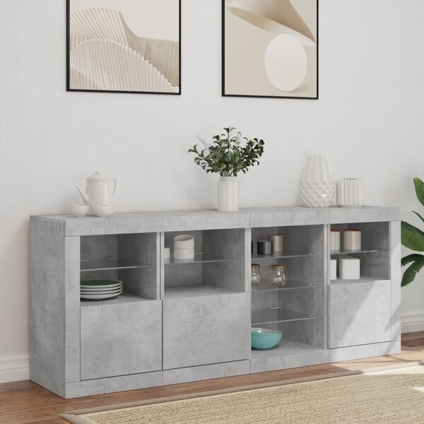 Příborník s LED osvětlením betonově šedý 164 x 37 x 67 cm 3209054