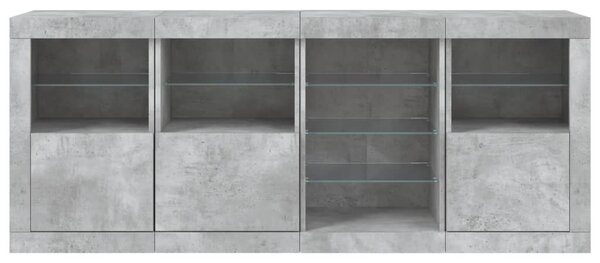 Příborník s LED osvětlením betonově šedý 164 x 37 x 67 cm 3209054