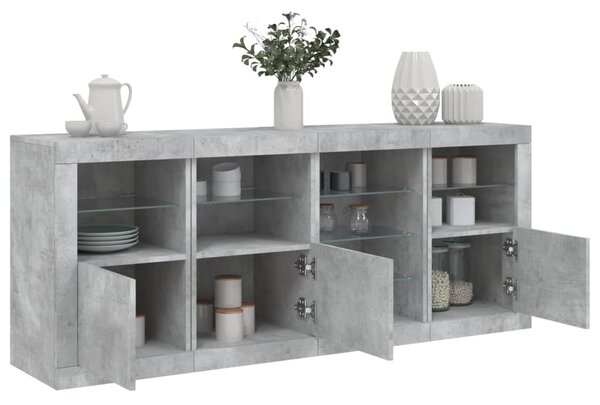 Příborník s LED osvětlením betonově šedý 164 x 37 x 67 cm 3209054
