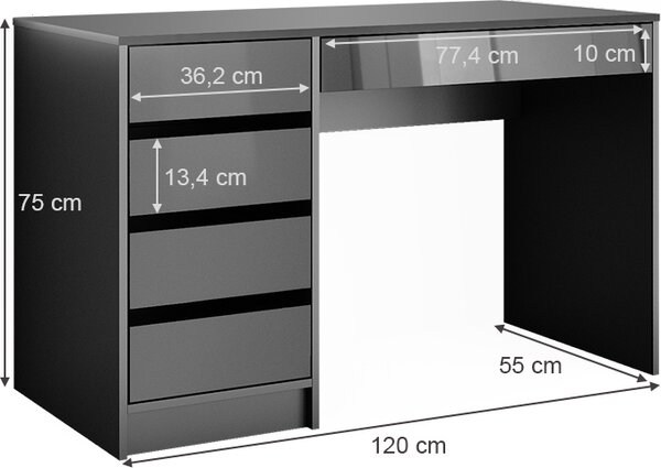 Kosmetický stolek Vicco Sherry Antracit 120 cm, Model 36730