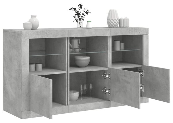 Příborník s LED osvětlením betonově šedý 123 x 37 x 67 cm 3209061