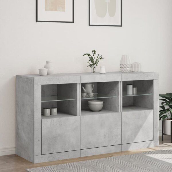 Příborník s LED osvětlením betonově šedý 123 x 37 x 67 cm 3209061