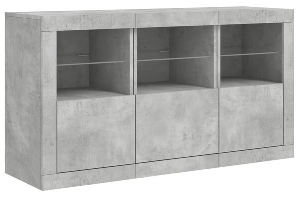 Příborník s LED osvětlením betonově šedý 123 x 37 x 67 cm 3209061