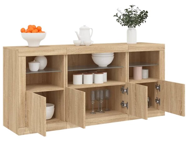 Příborník s LED osvětlením dub sonoma 142,5 x 37 x 67 cm 3209067