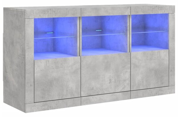Příborník s LED osvětlením betonově šedý 123 x 37 x 67 cm 3209061