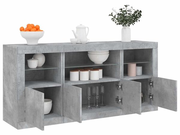 Příborník s LED osvětlením betonově šedý 142,5 x 37 x 67 cm 3209068