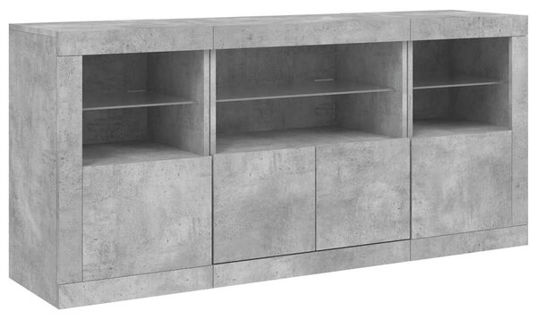 Příborník s LED osvětlením betonově šedý 142,5 x 37 x 67 cm 3209068