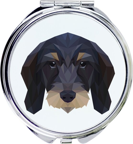 Drahthaarový jezevčík - Zrcadlo značky Art-Dog s fotografií jezevčíka a geometrickým vzorem