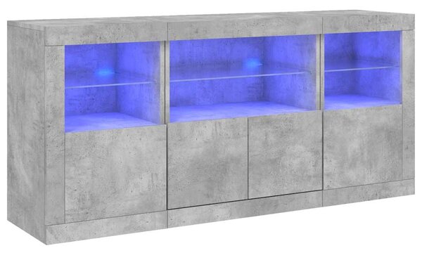 Příborník s LED osvětlením betonově šedý 142,5 x 37 x 67 cm 3209068