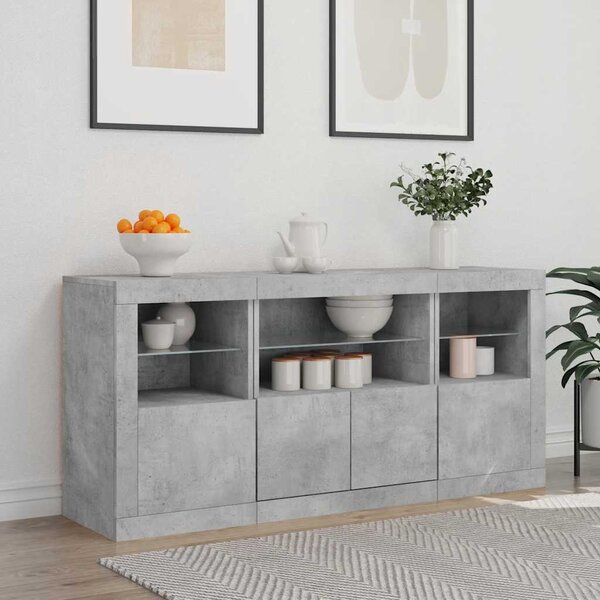 Příborník s LED osvětlením betonově šedý 142,5 x 37 x 67 cm 3209068
