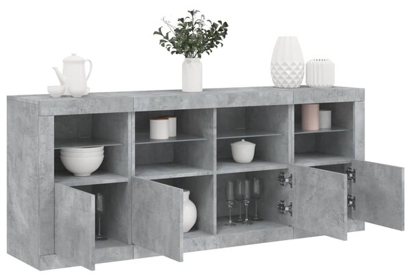 Příborník s LED osvětlením betonově šedý 163 x 37 x 67 cm 3209075