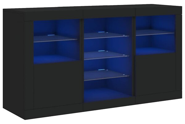 Příborník s LED osvětlením černý 123 x 37 x 67 cm 3209080