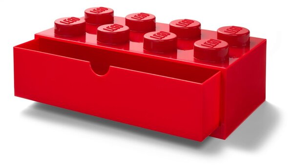 Červený stolní box se zásuvkou LEGO®, 31 x 16 cm