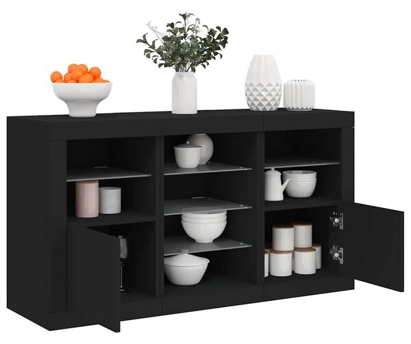 Příborník s LED osvětlením černý 123 x 37 x 67 cm 3209080