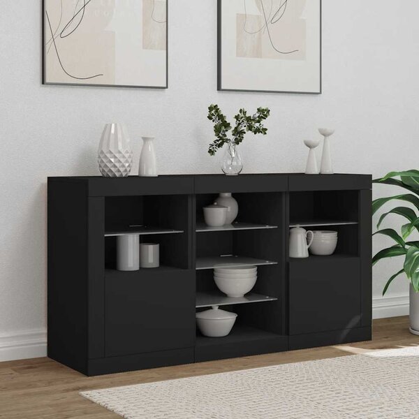 Příborník s LED osvětlením černý 123 x 37 x 67 cm 3209080