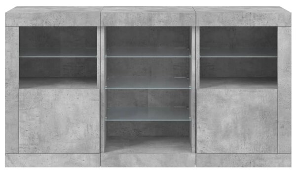 Příborník s LED osvětlením betonově šedý 123 x 37 x 67 cm 3209082