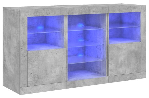 Příborník s LED osvětlením betonově šedý 123 x 37 x 67 cm 3209082