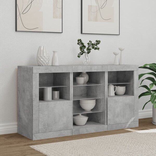 Příborník s LED osvětlením betonově šedý 123 x 37 x 67 cm 3209082