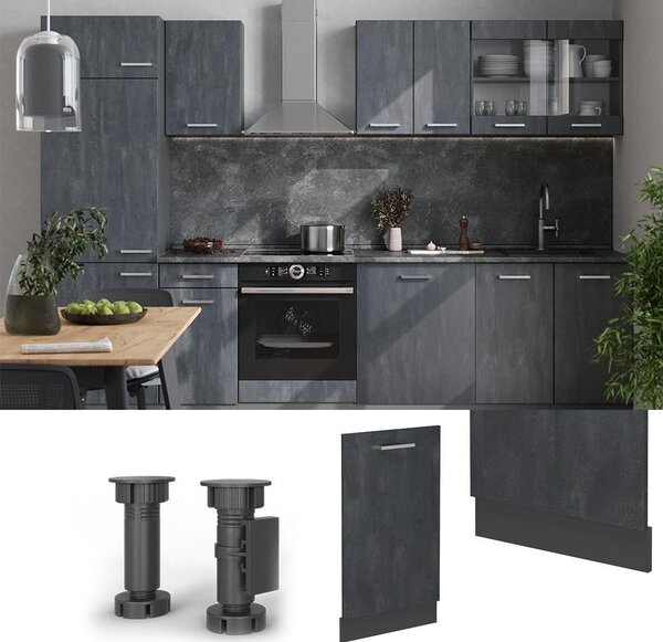 Čelní panel myčky Vicco R-Line Černý beton 45 cm , PD Antracit, Model 55100