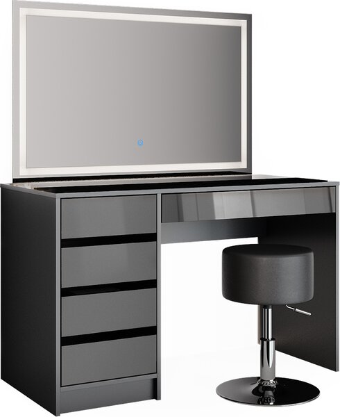 Toaletní stolek Vicco Sherry Antracit 120 cm se zrcadlem LED a stoličkou, Model 36840