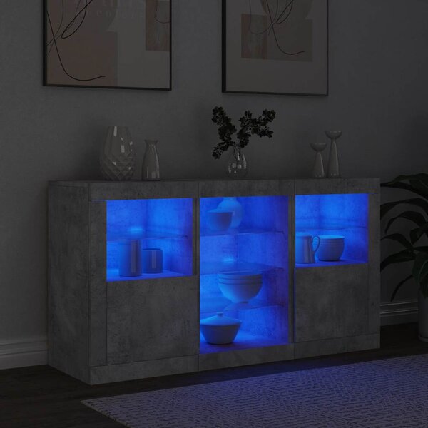 Příborník s LED osvětlením betonově šedý 123 x 37 x 67 cm 3209082