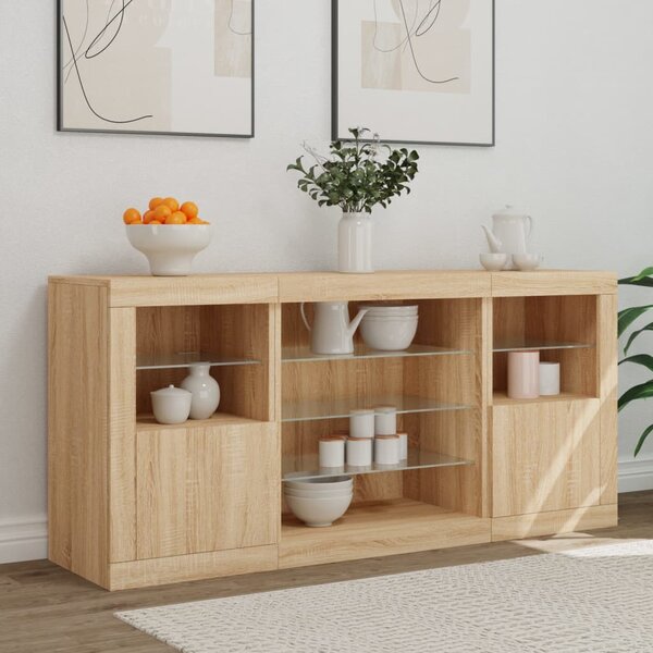 Příborník s LED osvětlením dub sonoma 142,5 x 37 x 67 cm 3209088