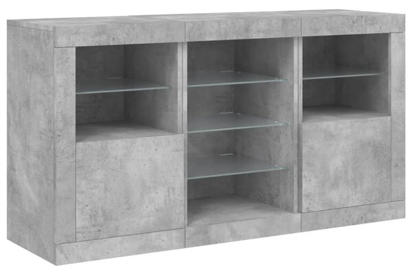 Příborník s LED osvětlením betonově šedý 123 x 37 x 67 cm 3209082