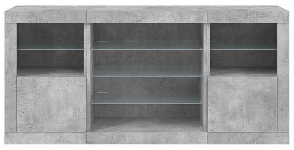Příborník s LED osvětlením betonově šedý 142,5 x 37 x 67 cm 3209089