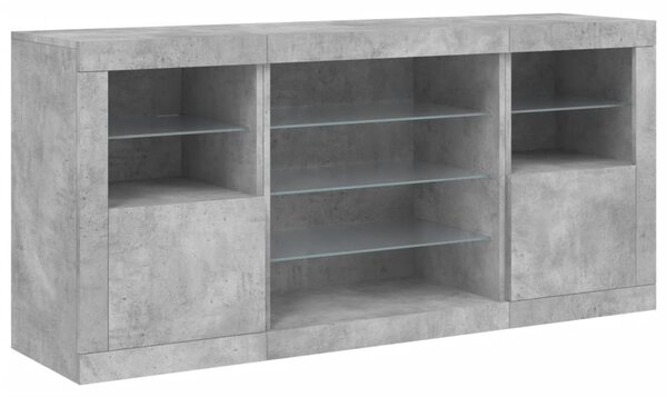Příborník s LED osvětlením betonově šedý 142,5 x 37 x 67 cm 3209089