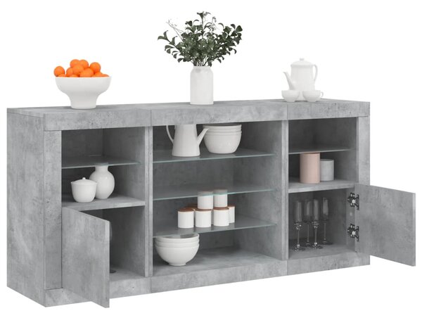 Příborník s LED osvětlením betonově šedý 142,5 x 37 x 67 cm 3209089
