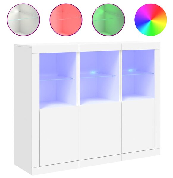 Příborníky s LED osvětlením 3 ks bílé kompozitní dřevo 3209100