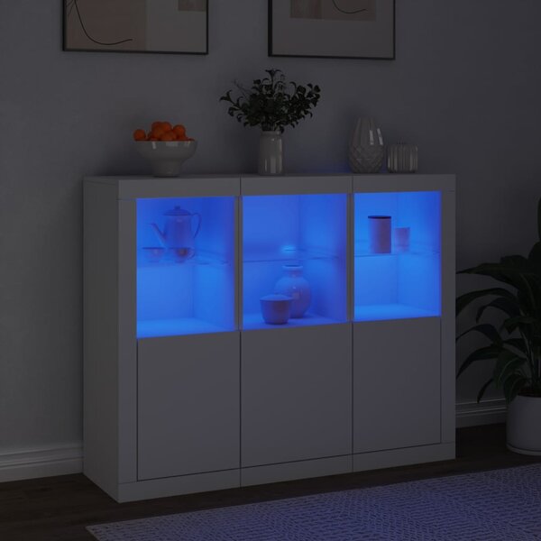 Příborníky s LED osvětlením 3 ks bílé kompozitní dřevo 3209100