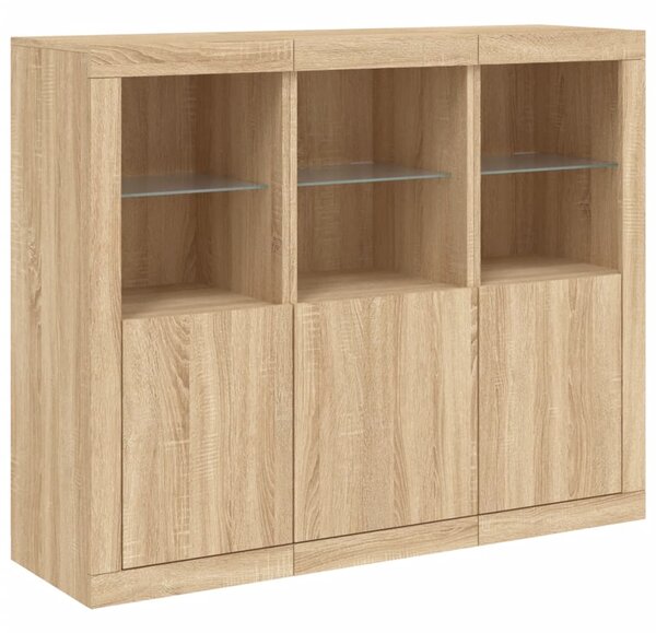 Příborníky s LED osvětlením 3 ks dub sonoma kompozitní dřevo 3209102