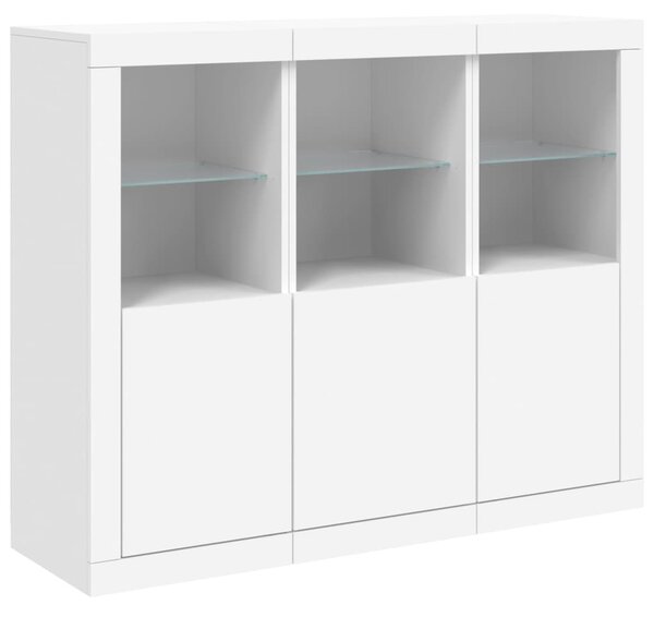 Příborníky s LED osvětlením 3 ks bílé kompozitní dřevo 3209100