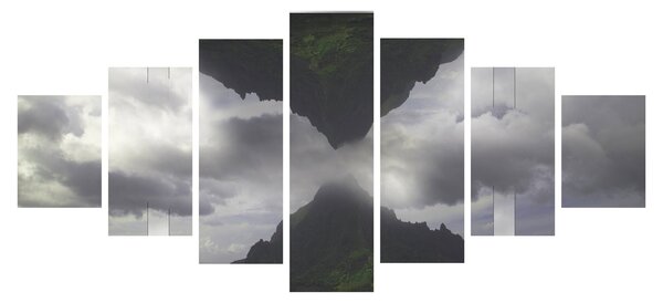 Obraz - Hory na Islandu, geometrická koláž (210x100 cm)