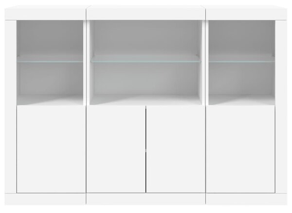 Příborníky s LED osvětlením 3 ks bílé kompozitní dřevo 3209107